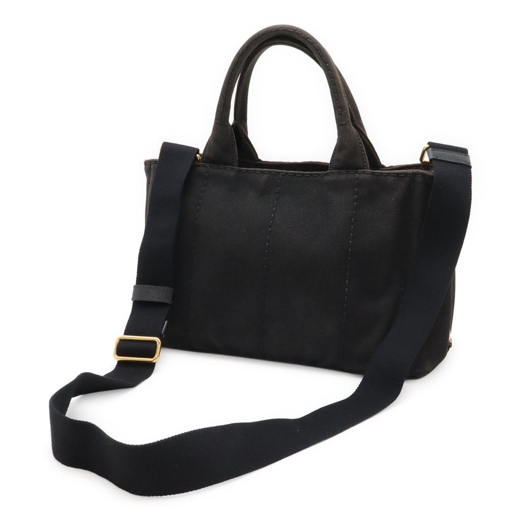 Prada Canapa 2-Way Shoulder Bag Crossbody Canvas Nero Black Gold — view 2