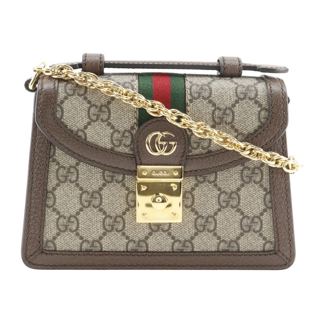 Gucci Ophidia Sherry Line Mini Chain Shoulder GG Supreme Canvas Brown Bag