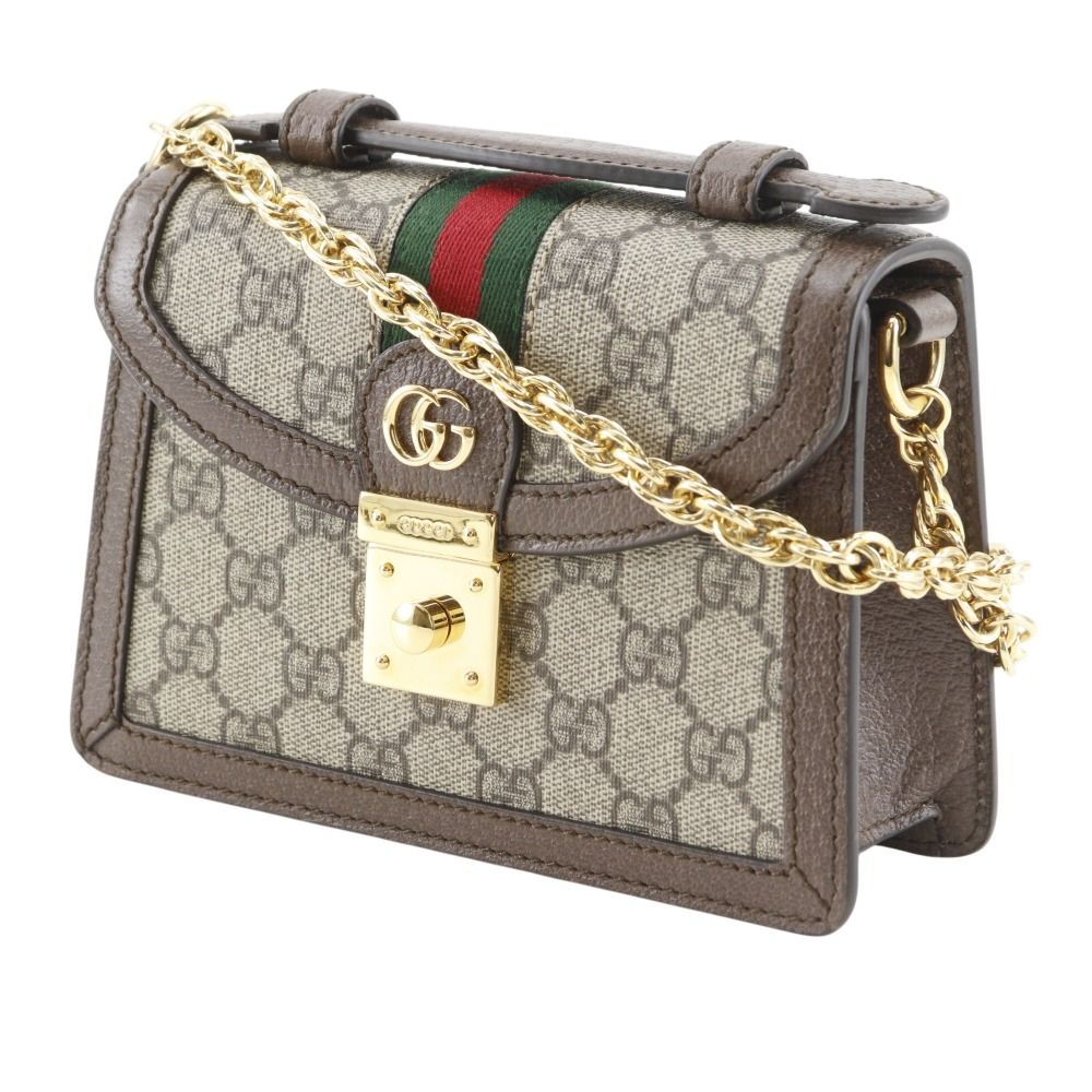 Gucci Ophidia Sherry Line Mini Chain Shoulder GG Supreme Canvas Brown Bag — view 2