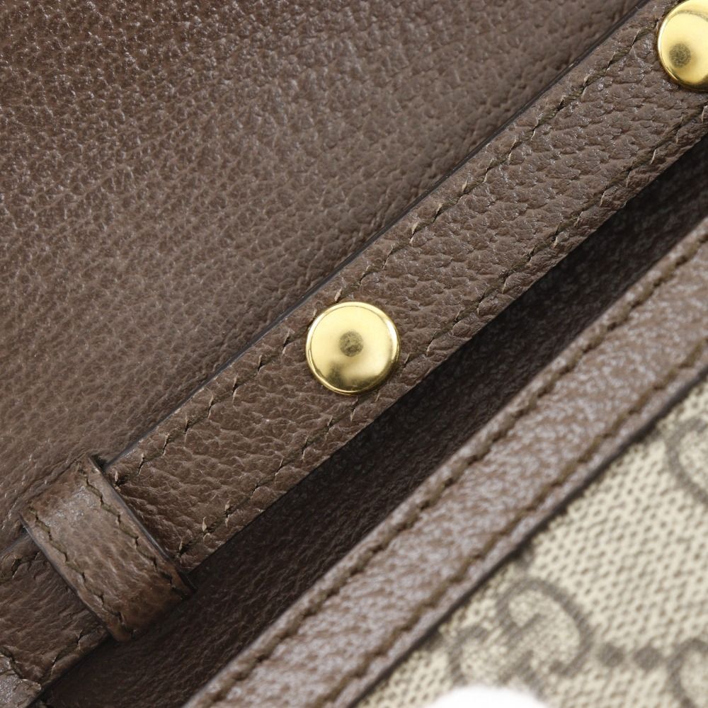 Gucci Ophidia Sherry Line Mini Chain Shoulder GG Supreme Canvas Brown Bag — view 8
