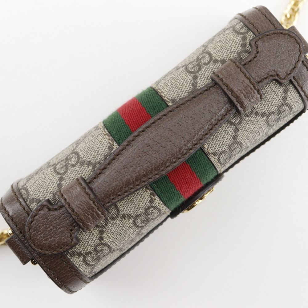 Gucci Ophidia Sherry Line Mini Chain Shoulder GG Supreme Canvas Brown Bag — view 5