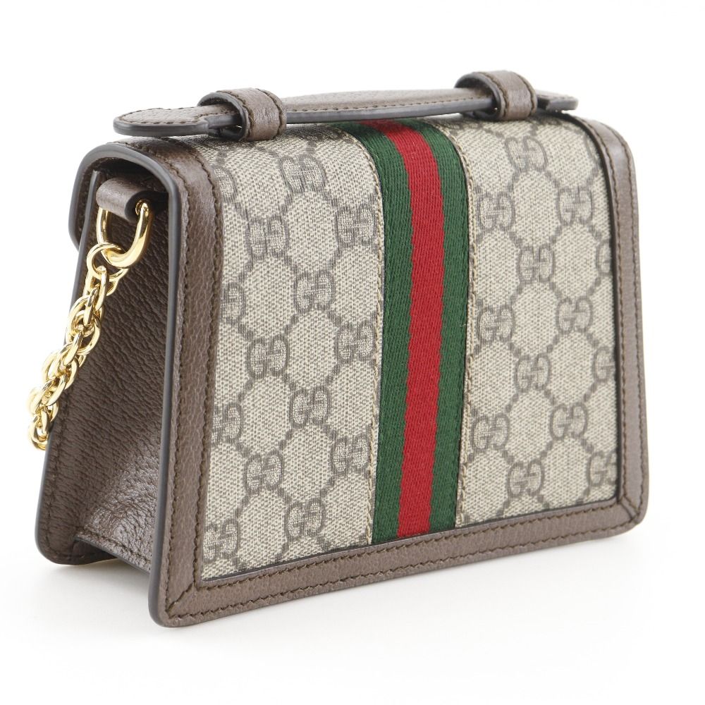 Gucci Ophidia Sherry Line Mini Chain Shoulder GG Supreme Canvas Brown Bag — view 3