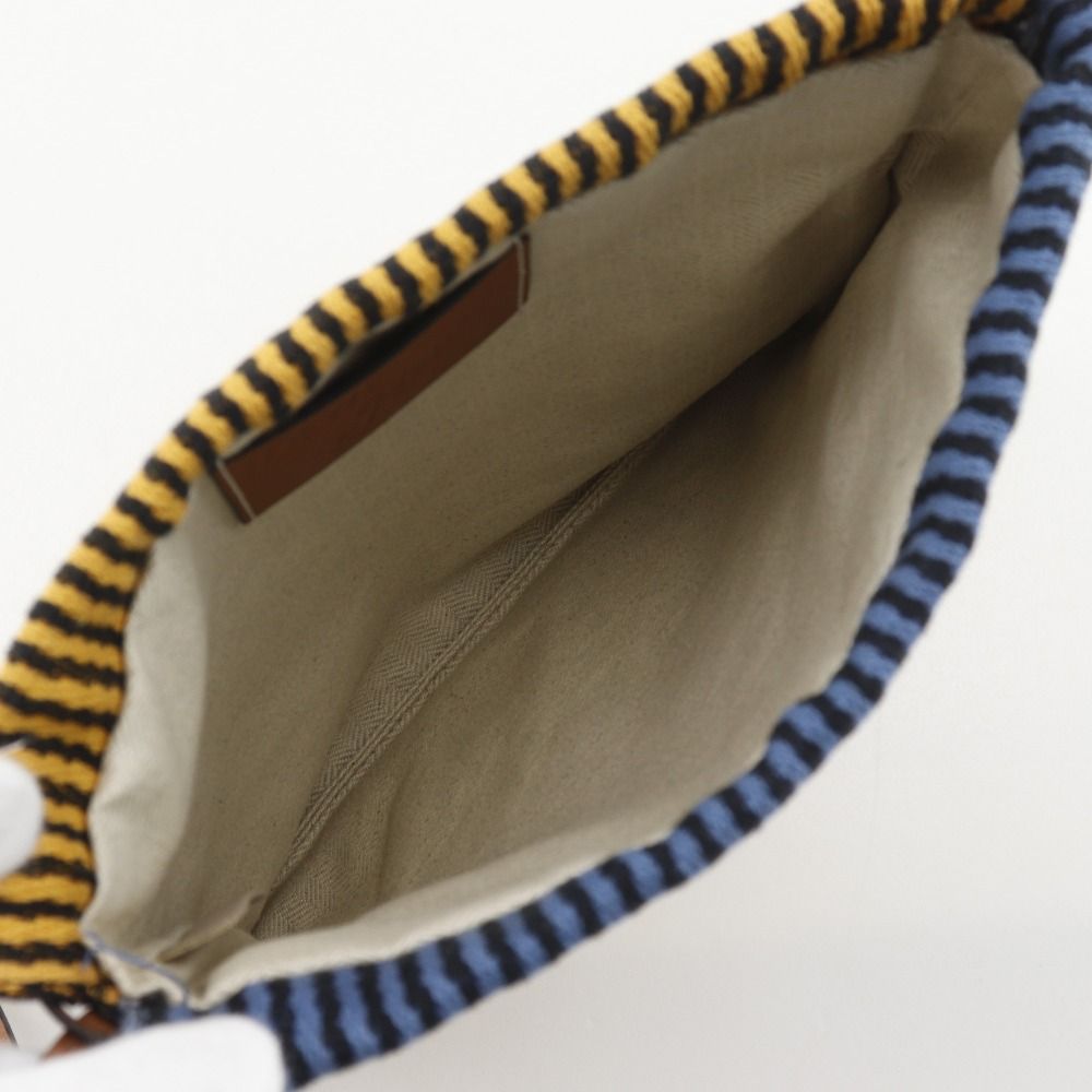 Loewe Paula Ibiza Stripe Canvas Blue White Shoulder Bag — view 6