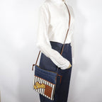 Loewe Paula Ibiza Stripe Canvas Blue White Shoulder Bag — view 9