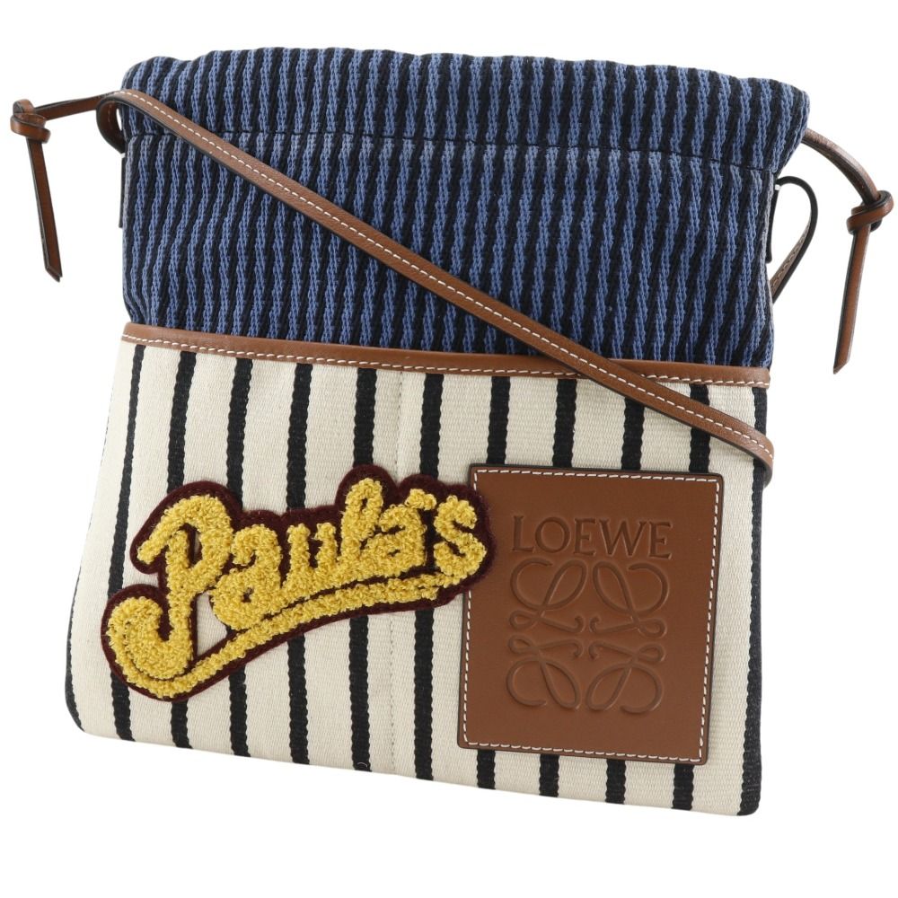 Loewe Paula Ibiza Stripe Canvas Blue White Shoulder Bag — view 2