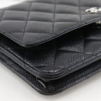 Chanel Classic Quilted Wallet Shoulder Caviar Leather Black Chain — view 4