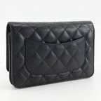 Chanel Classic Quilted Wallet Shoulder Caviar Leather Black Chain — view 3