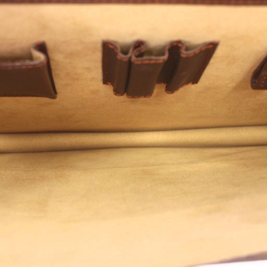 Loewe Business Bag Document Bag Leather Dark Brown Embossed Gold Logo — view 6
