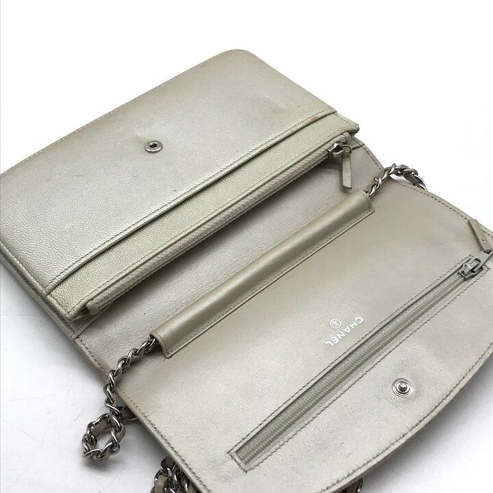 Chanel CC Logo Caviar Leather Silver Chain Wallet Shoulder Bag — view 8
