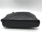 Chanel CC Logo Quilted Lambskin Chain Tote Black Purse — view 4