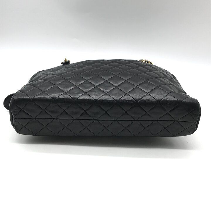 Chanel CC Logo Quilted Lambskin Chain Tote Black Purse — view 4