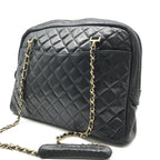 Chanel CC Logo Quilted Lambskin Chain Tote Black Purse — view 2