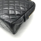 Chanel CC Logo Quilted Lambskin Chain Tote Black Purse — view 6
