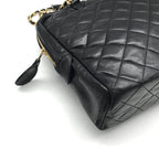 Chanel CC Logo Quilted Lambskin Chain Tote Black Purse — view 5