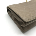 Chanel CC Logo Quilted Lambskin Vintage Chain Shoulder Bag Gray Leather — view 5