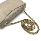 Chanel CC Logo Quilted Lambskin Vintage Chain Shoulder Bag Gray Leather — view 7