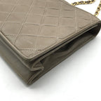 Chanel CC Logo Quilted Lambskin Vintage Chain Shoulder Bag Gray Leather — view 6