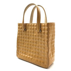 Chanel CC Logo Chocolate Bar Patent Hand Tote Yellow — view 2