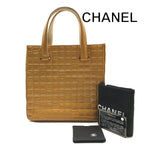 Chanel CC Logo Chocolate Bar Patent Hand Tote Yellow