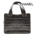Chanel CC Logo Chocolate Bar Patent Hand Bag Brown Bag
