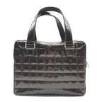 Chanel CC Logo Chocolate Bar Patent Hand Bag Brown Bag — view 3