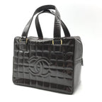 Chanel CC Logo Chocolate Bar Patent Hand Bag Brown Bag — view 2