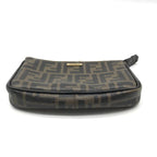 Fendi Zucca Leather Pouch Shoulder Bag Khaki Case — view 4