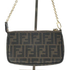 Fendi Zucca Leather Pouch Shoulder Bag Khaki Case — view 3