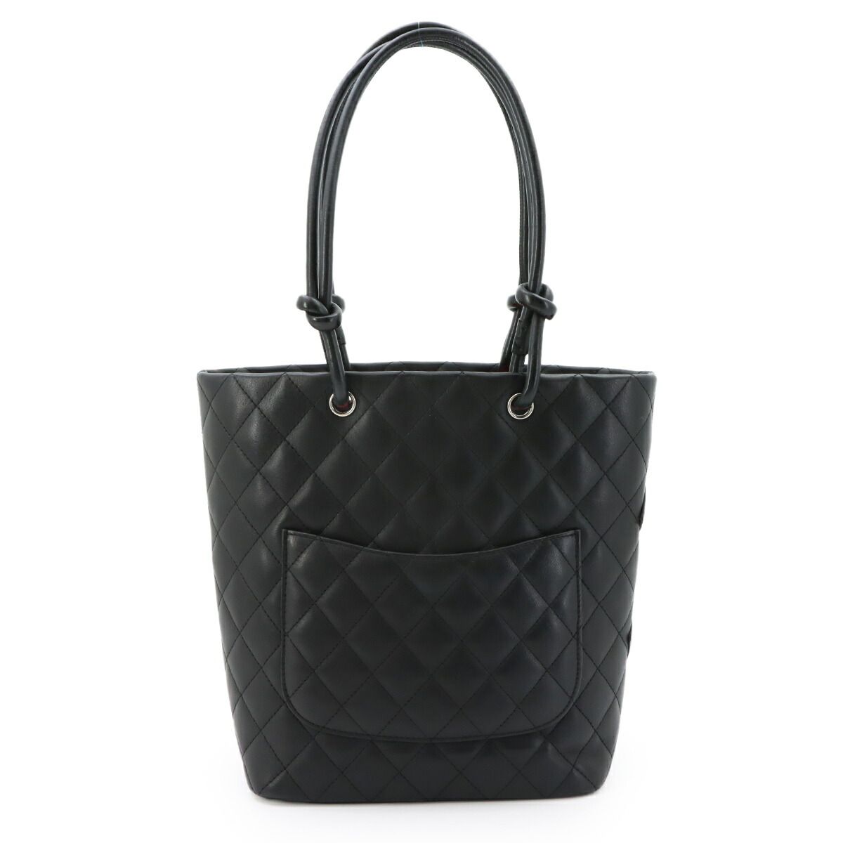 Chanel Cambon Line Tote Calfskin Enamel Black Silver — view 3