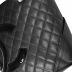 Chanel Cambon Line Tote Calfskin Enamel Black Silver — view 8