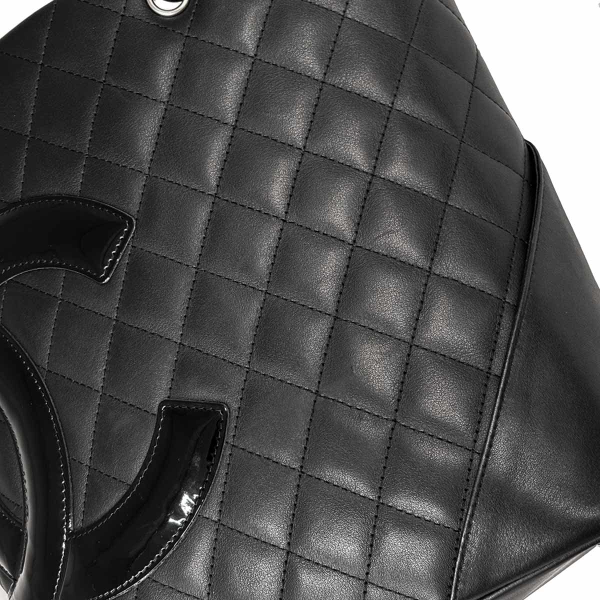 Chanel Cambon Line Tote Calfskin Enamel Black Silver — view 8