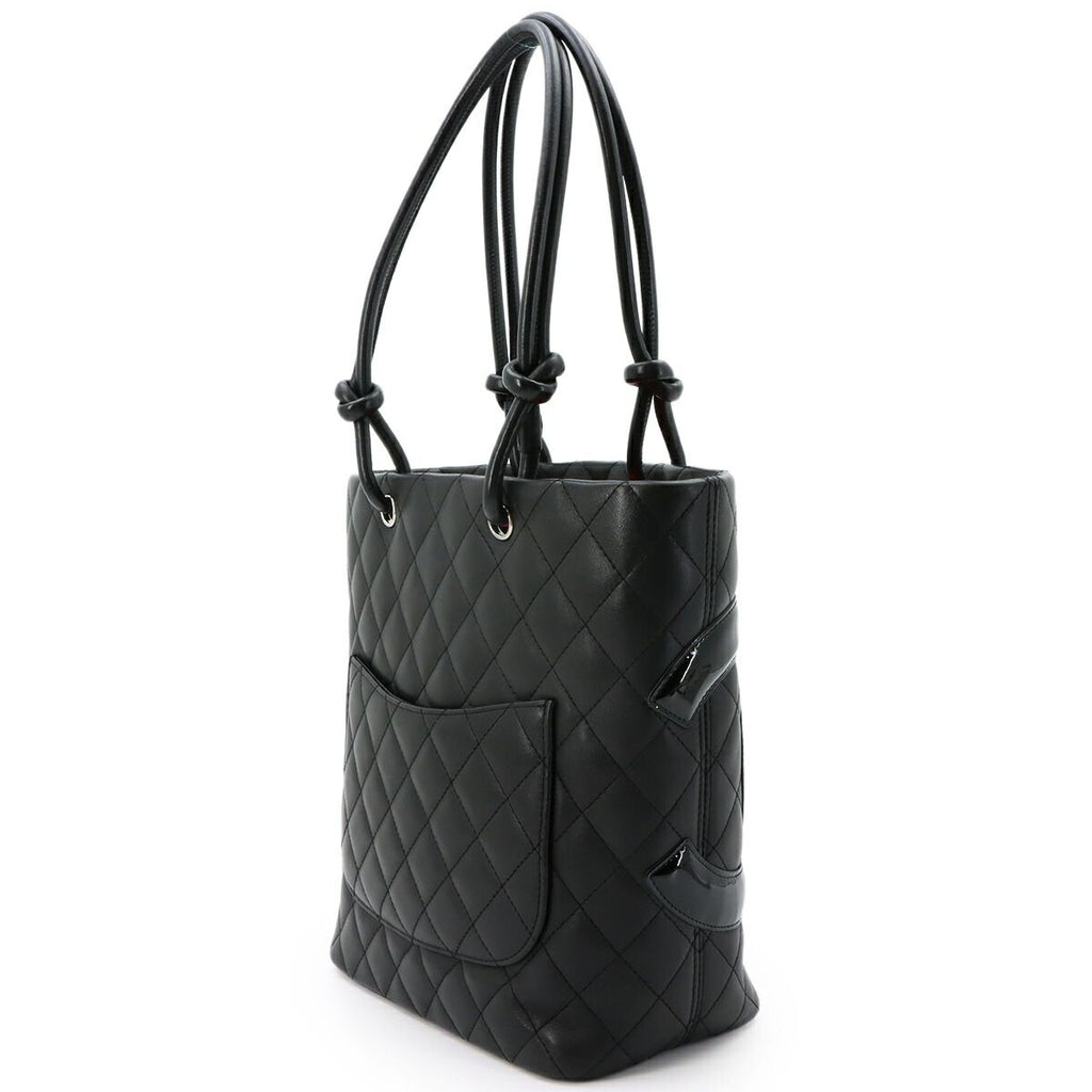 Chanel Cambon Line Tote Calfskin Enamel Black Silver — view 4