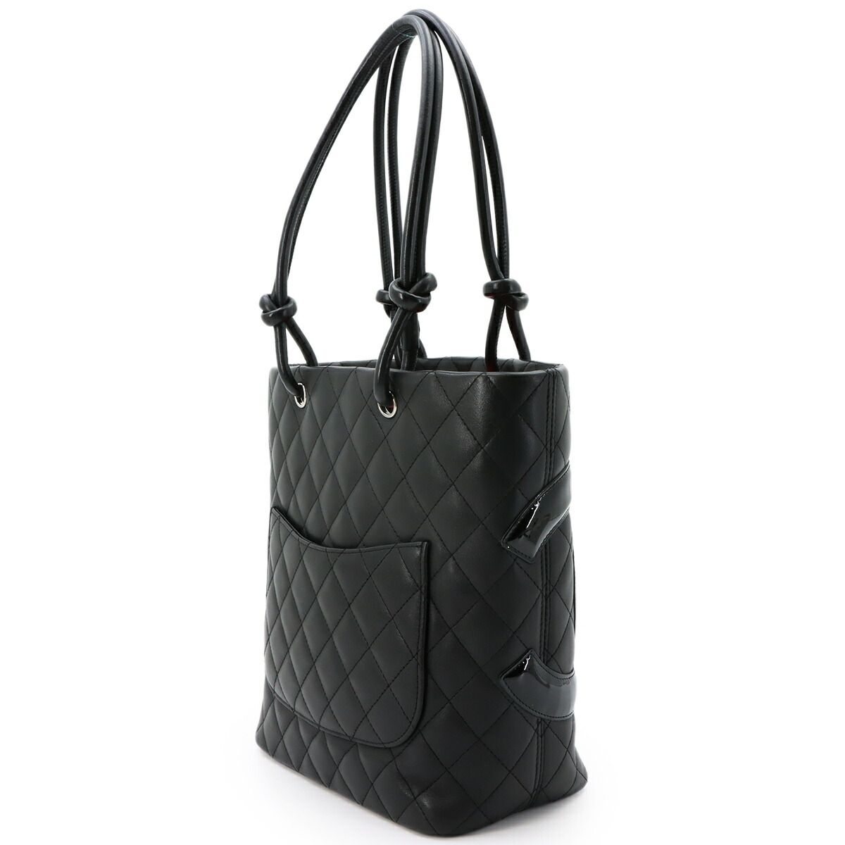 Chanel Cambon Line Tote Calfskin Enamel Black Silver — view 4