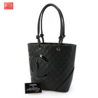 Chanel Cambon Line Tote Calfskin Enamel Black Silver — view 2