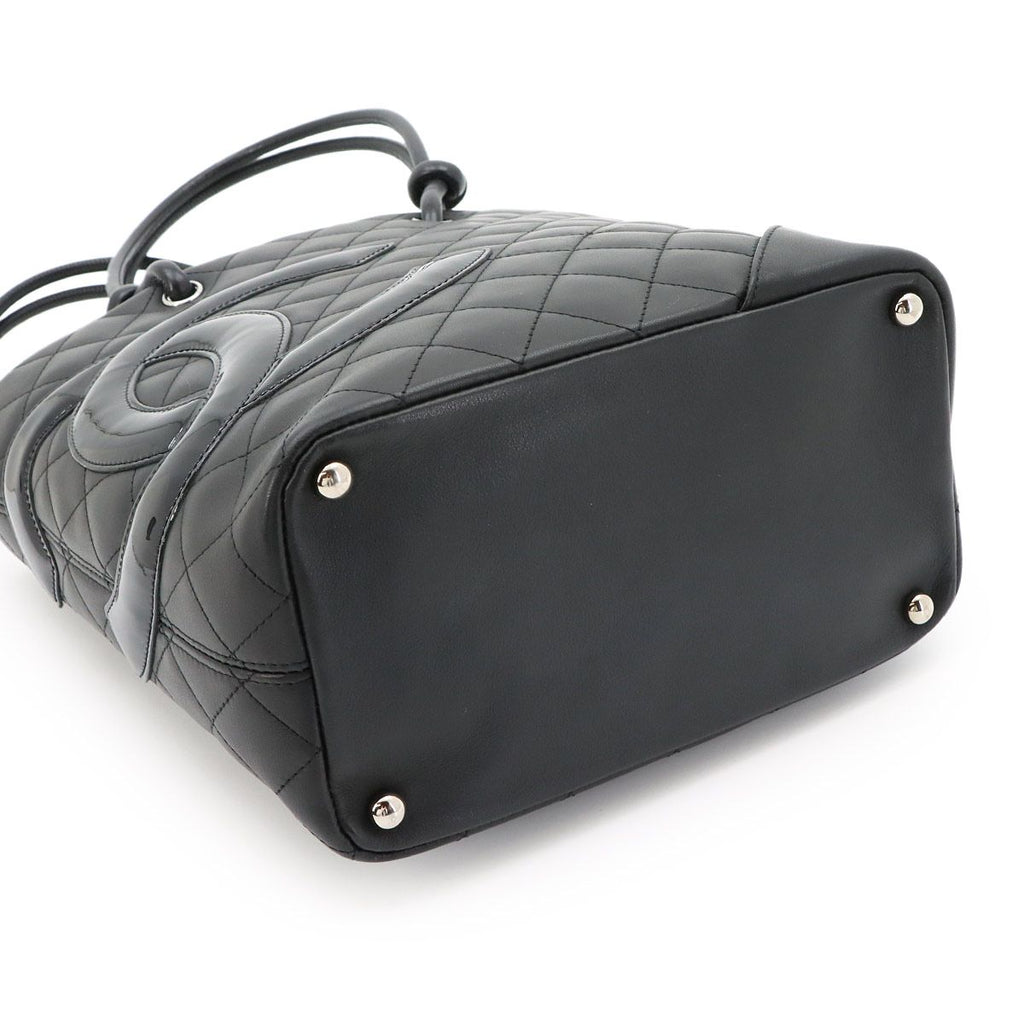 Chanel Cambon Line Tote Calfskin Enamel Black Silver — view 5