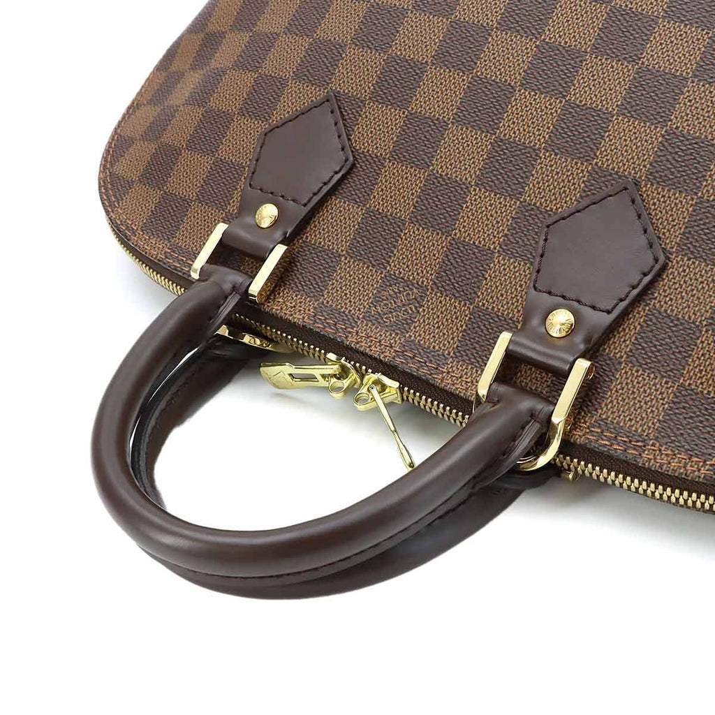 Louis Vuitton Damier Alma PM Hand Bag Ebene Brown Gold — view 5