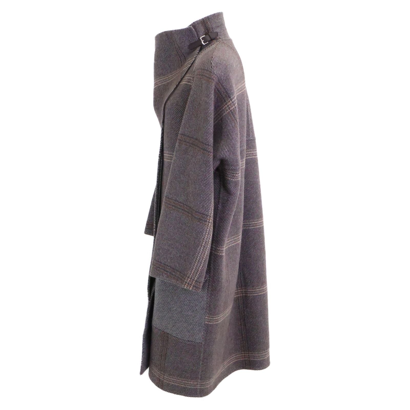 Hermes Check Cashmere 100% Stand Collar 36 Shoulder Bag — view 2
