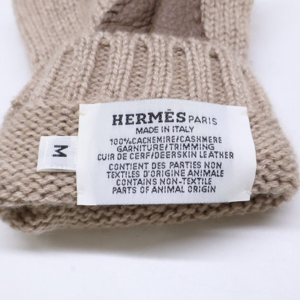 Hermes Lionel Cashmere Knit Deerskin Mittens Sweater Gloves — view 8
