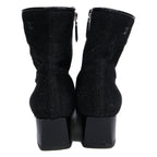Chanel Square Toe Side Zip Chunky Heels Glitter Boots 37 1 2C — view 3