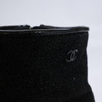 Chanel Square Toe Side Zip Chunky Heels Glitter Boots 37 1 2C — view 8