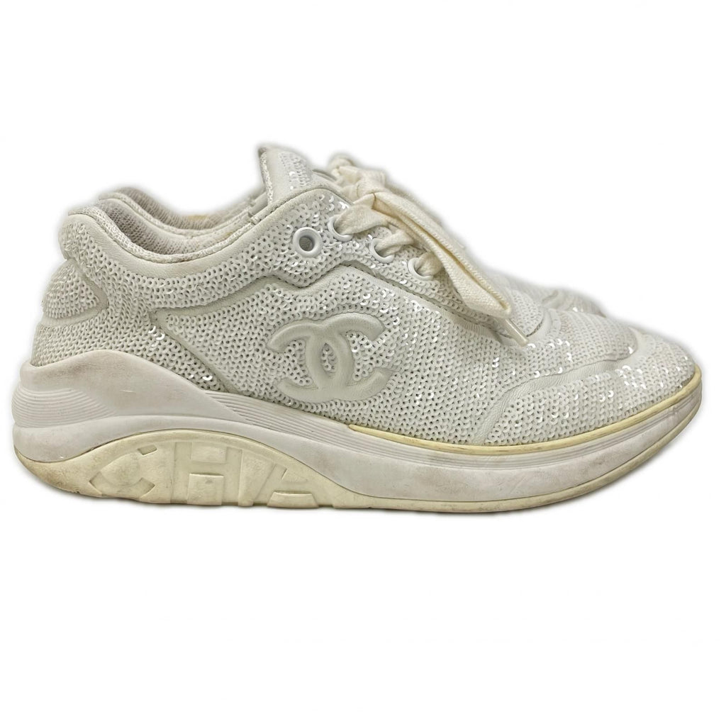 Chanel CC Logo Sequin Sneakers — view 3