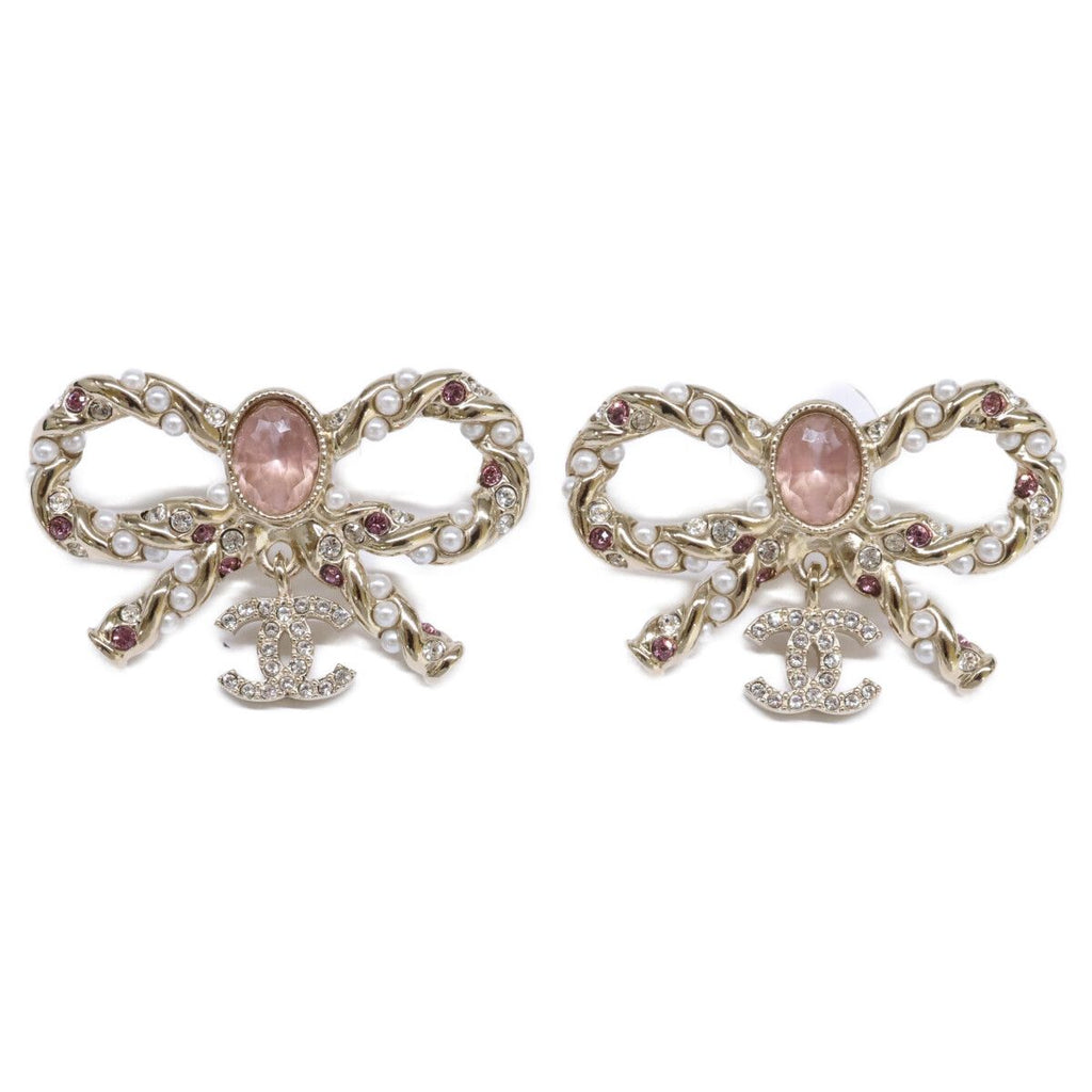 Chanel Ribbon Motif CC Logo Earrings