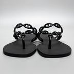 Hermes Island Sandals 38 Black Thong — view 3