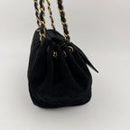 Chanel CC Logo Chain Shoulder Bag Crossbody Black Suede Vintage — view 6