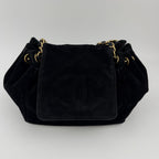 Chanel CC Logo Chain Shoulder Bag Crossbody Black Suede Vintage — view 4