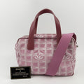 Chanel CC Logo New Travel Shoulder Bag Pink Nylon Vintage