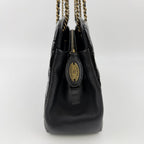 Chanel CC Logo Quilted Chain Shoulder Bag Black Enamel Vintage — view 7