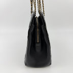 Chanel CC Logo Quilted Chain Shoulder Bag Black Enamel Vintage — view 6
