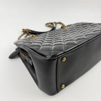 Chanel CC Logo Quilted Chain Shoulder Bag Black Enamel Vintage — view 9