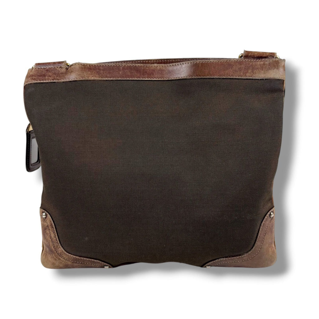 Prada Logo Jacquard Shoulder Bag Cross Canvas Brown Khaki — view 3